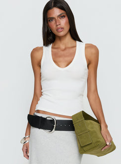 Baseline V Neck Rib Tank Top White