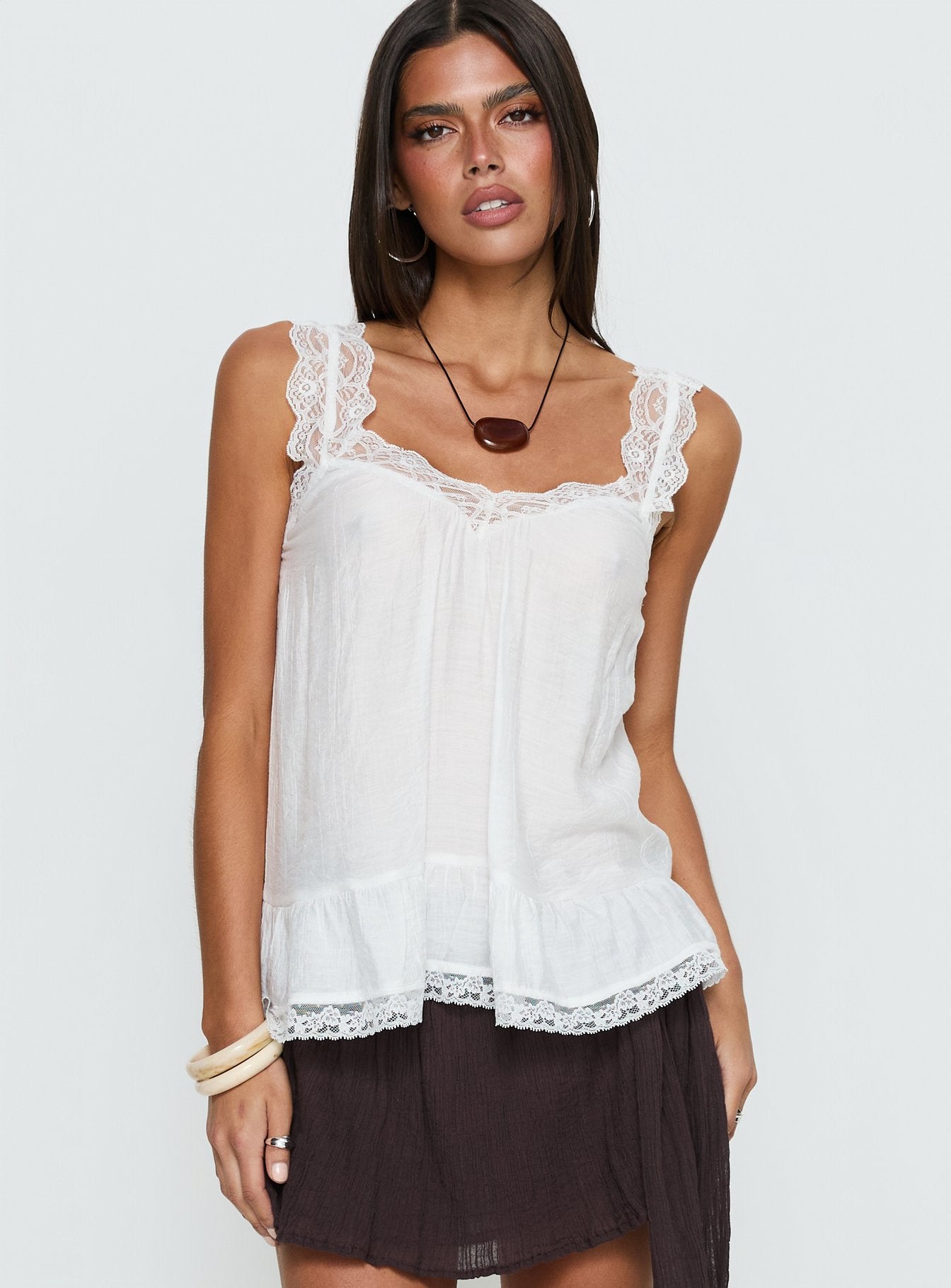 Fever Dream Babydoll Lace Trim Top White | Princess Polly