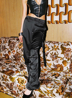 side view of model wearing Princess Polly Butterfly Cargo Pants Onyx High Waisted Pants 