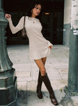 Mayok Long Sleeve Mini Dress Cream