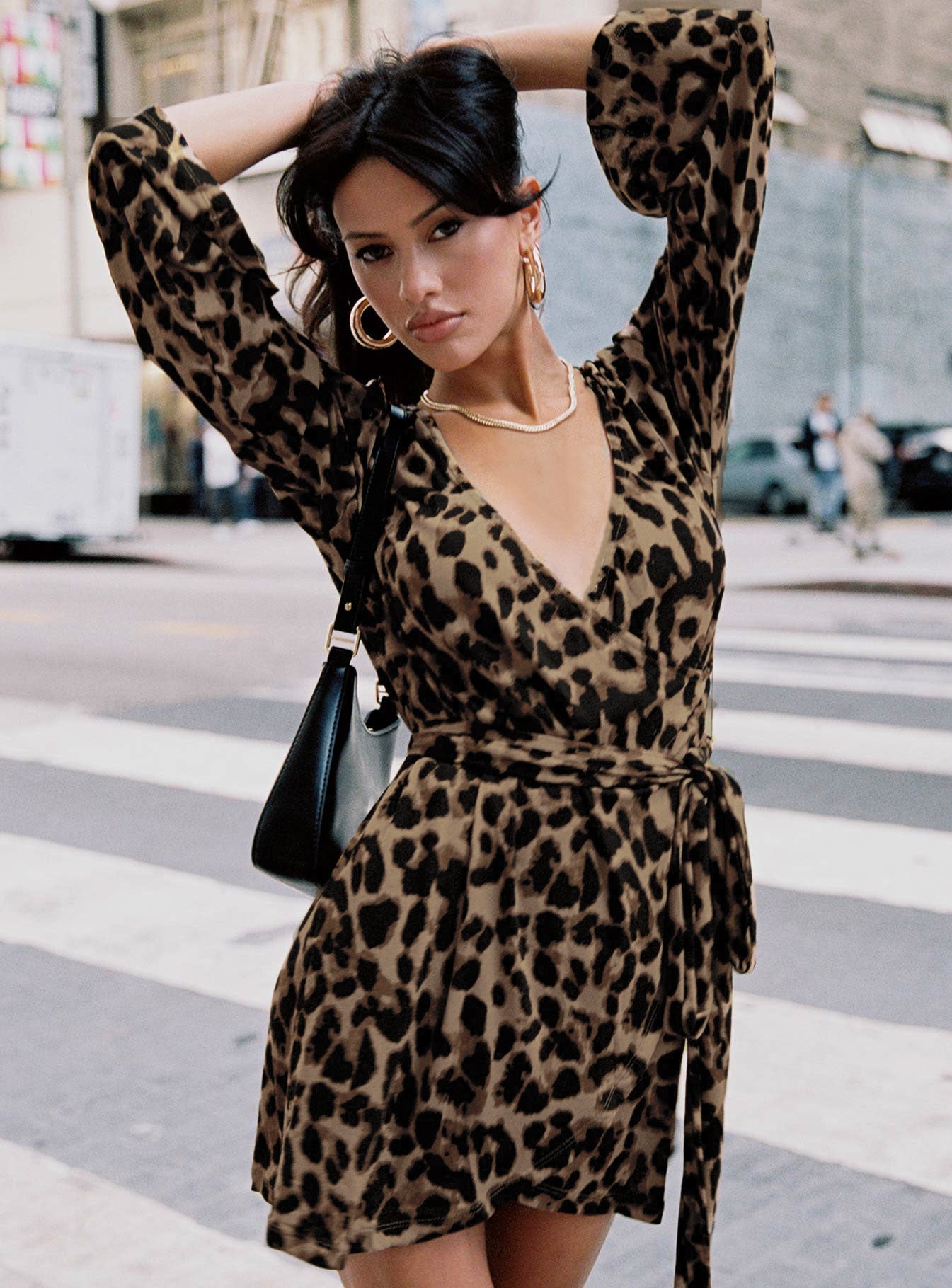 Raquela Wrap Mini Dress Leopard | Princess Polly Raquela Wrap Mini Dress Leopard | Princess Polly