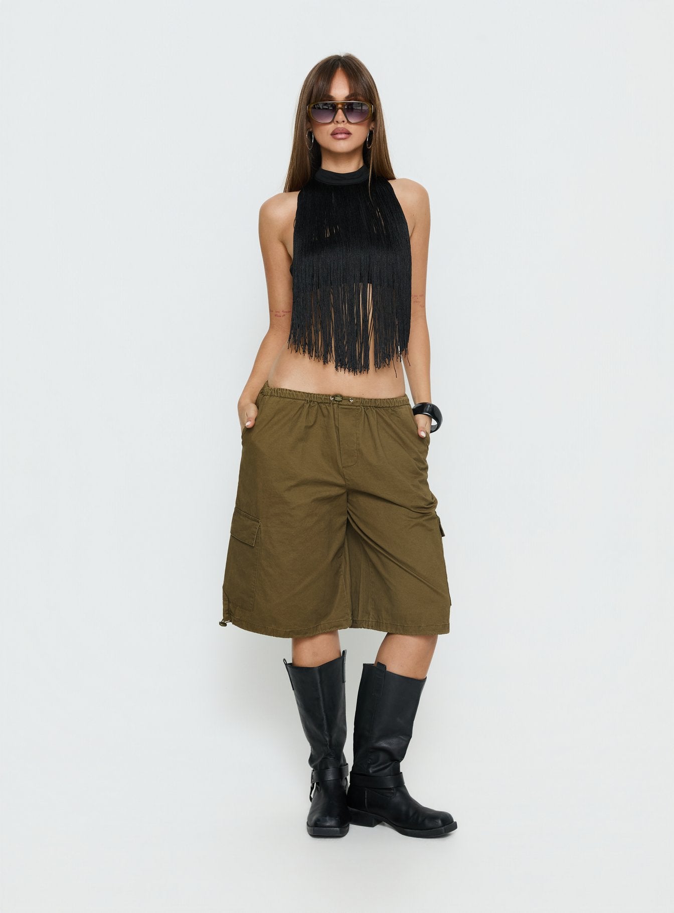 Allyza Baggy Cargo Shorts Olive | Princess Polly