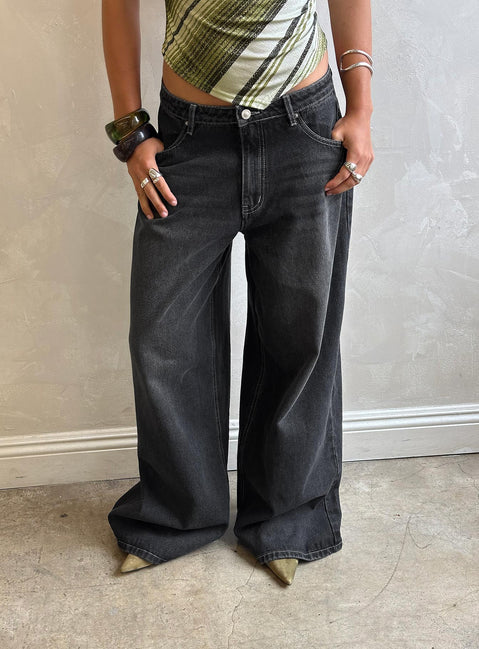 Naylor Wide Leg Jeans Grey Wash Petite