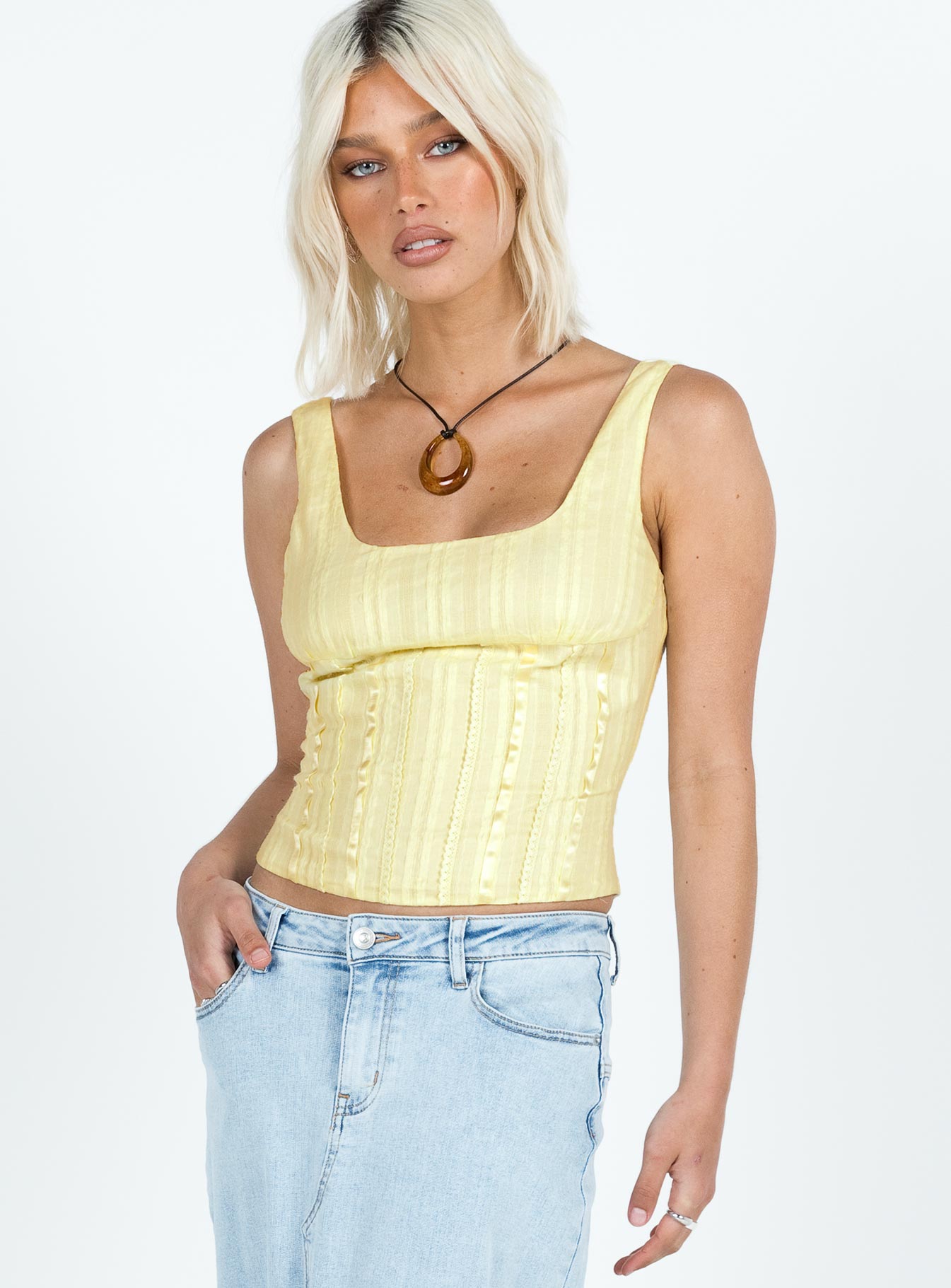 product Princess Polly Sleeveless Square Neck  Lorinda Top Yellow