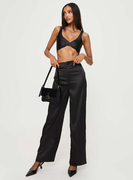 Cassie Ric Rac Trims Unique Print Halter Ring Tank and High Rise Wide Leg Pants Set