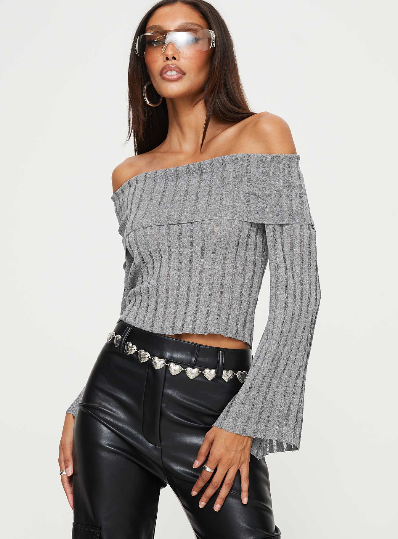 Sorrel off the shoulder top grey