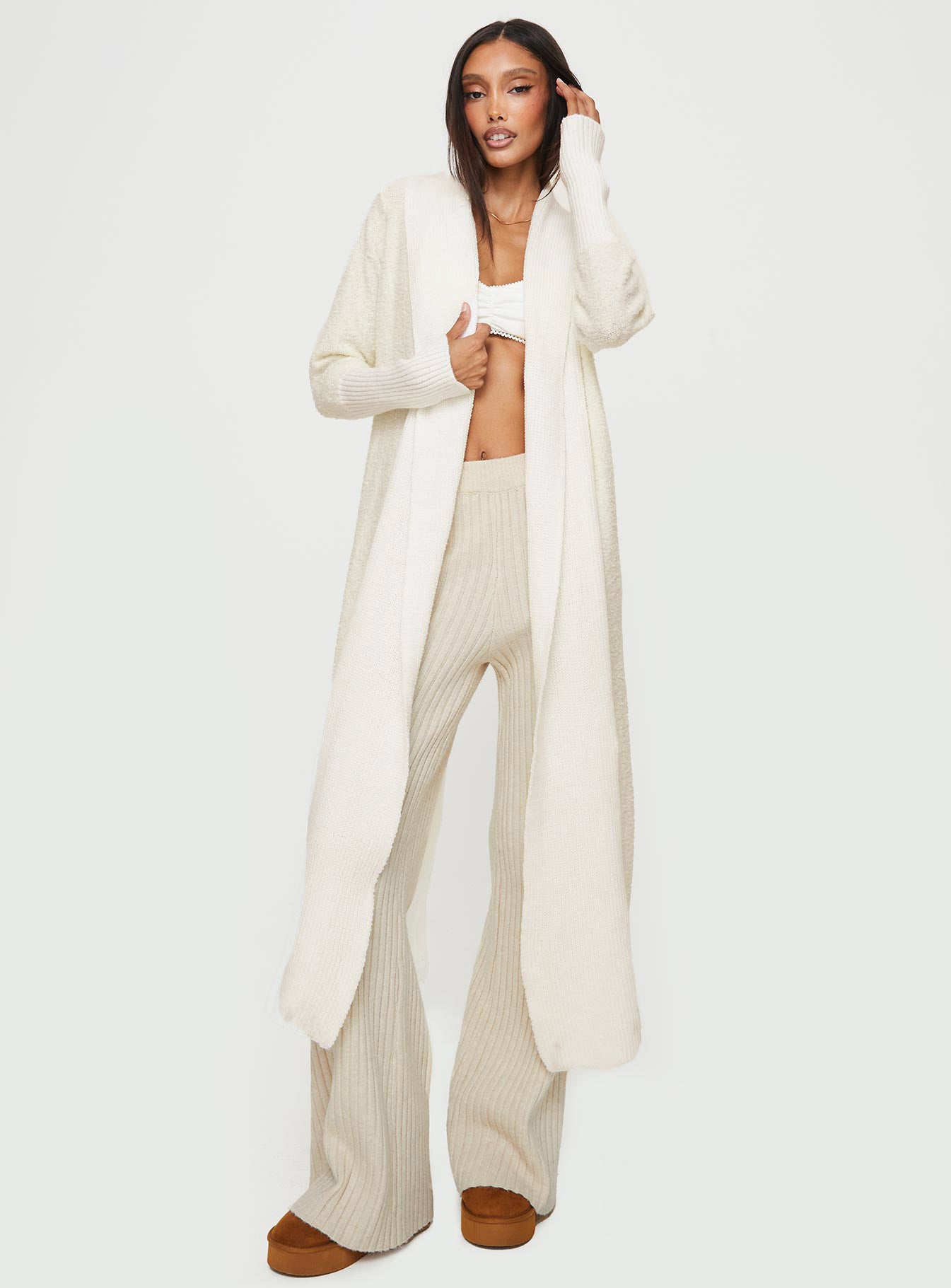 White 2025 longline cardigan