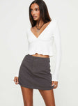 Front view of model wearing  front Sneak Peek Mini Skirt Slate Princess Polly  Mini Skirts Mini Skirts 