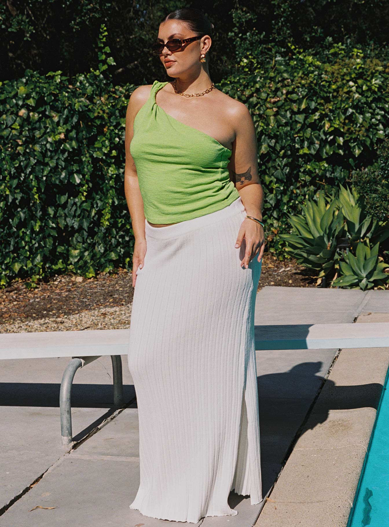 Santorini knit maxi skirt white curve