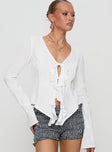 Bonheur Ruffle Long Sleeve Top White