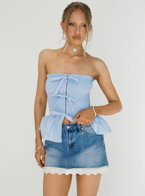 denim mini skirt dress Ellie Denim Mini Skirt / Dark Blue | MESHKI
