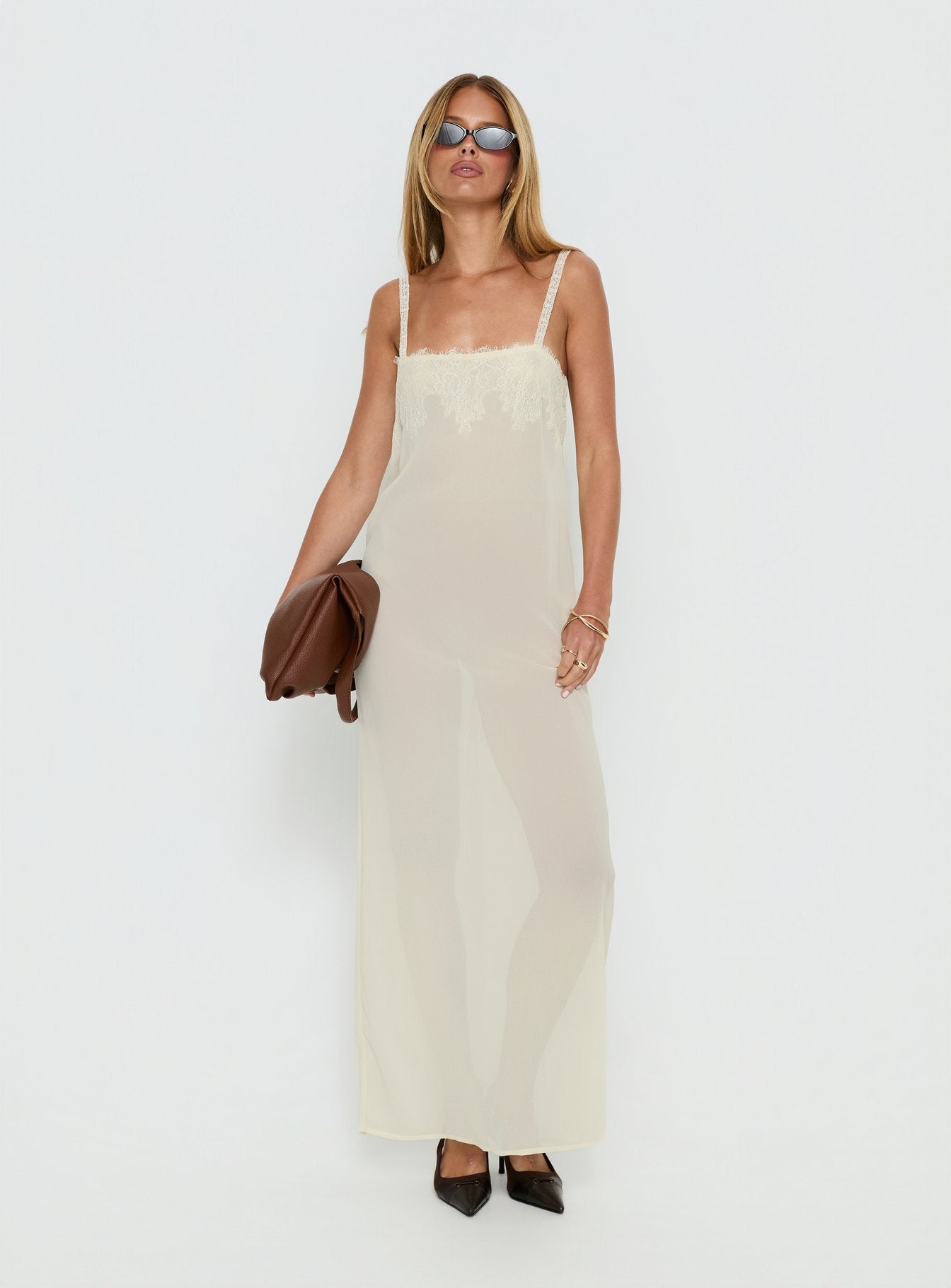 white sheer maxi dress Glacial Sheer Maxi Dress Butter