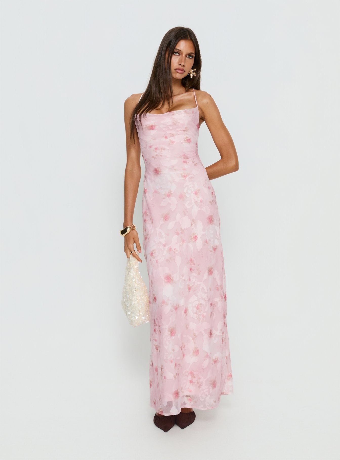 Celena Maxi Dress Pink Floral Burnout