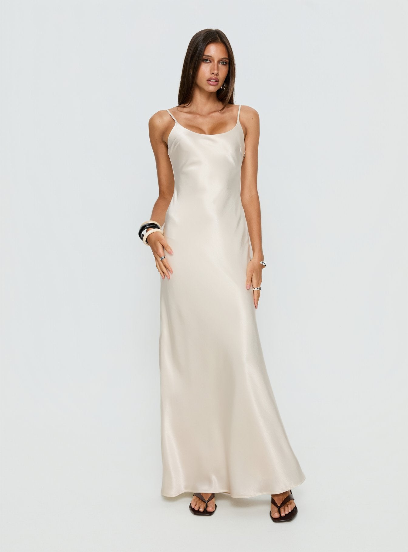 white christmas dresses Pippa Champagne Satin Bridesmaid Cowl-Neck Slip Dress main image 0