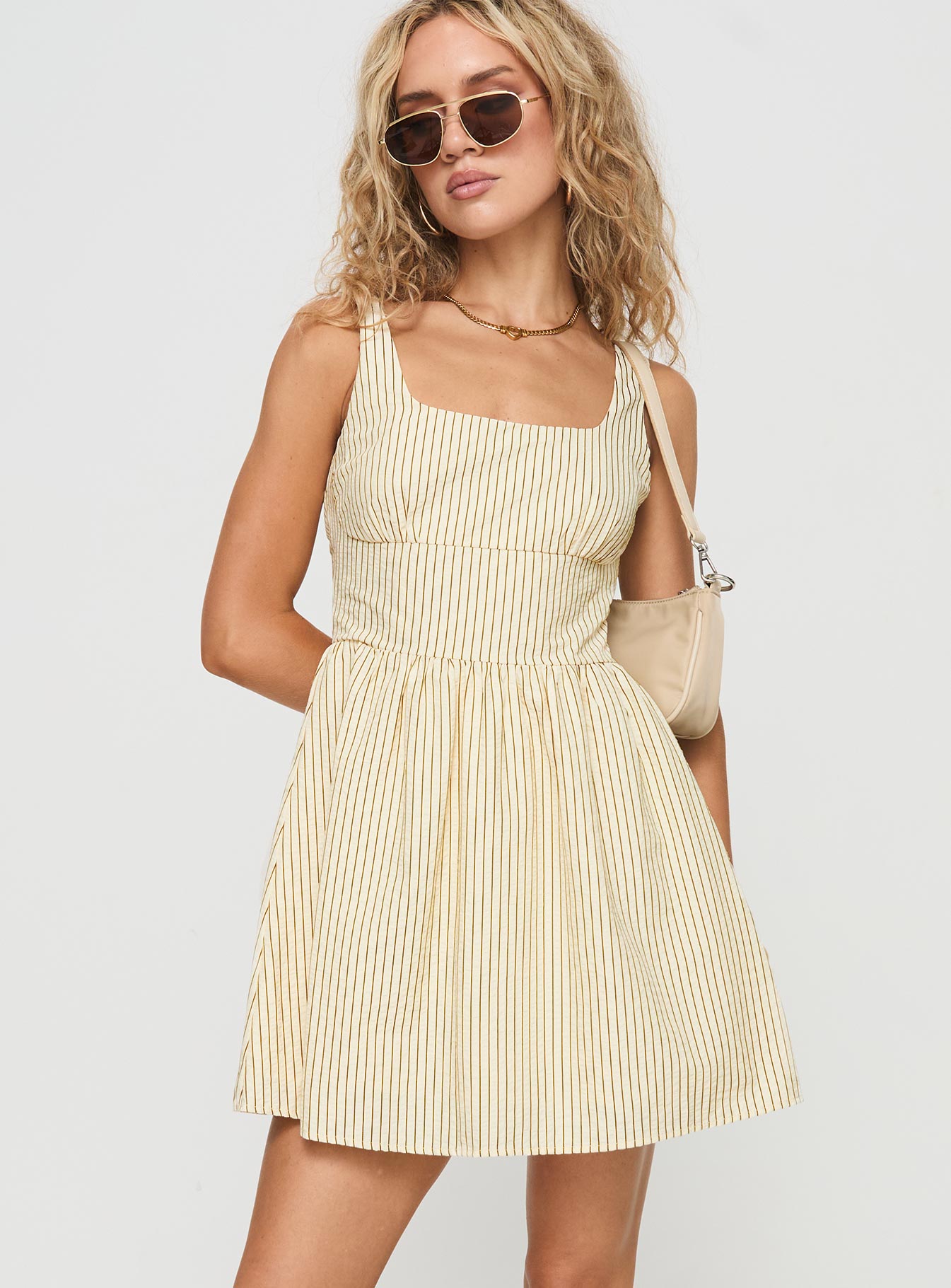 Phillipson mini dress beige stripe