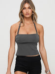 front view of model wearing Princess Polly Nexus Top Slate Sleeveless Square Neck 