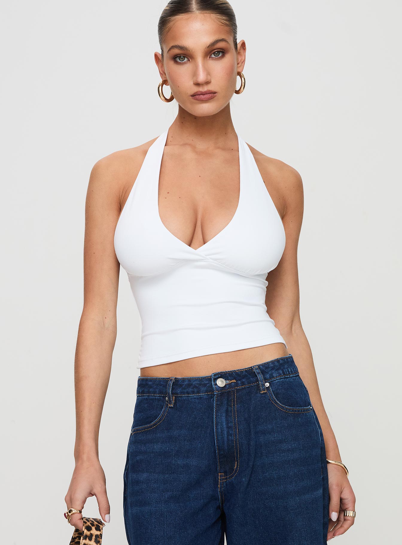 Whimsy Halter Top | White | Womens | Princess Polly Lower Impact Whimsy Halter Top | White | Womens | Princess Polly Lower Impact