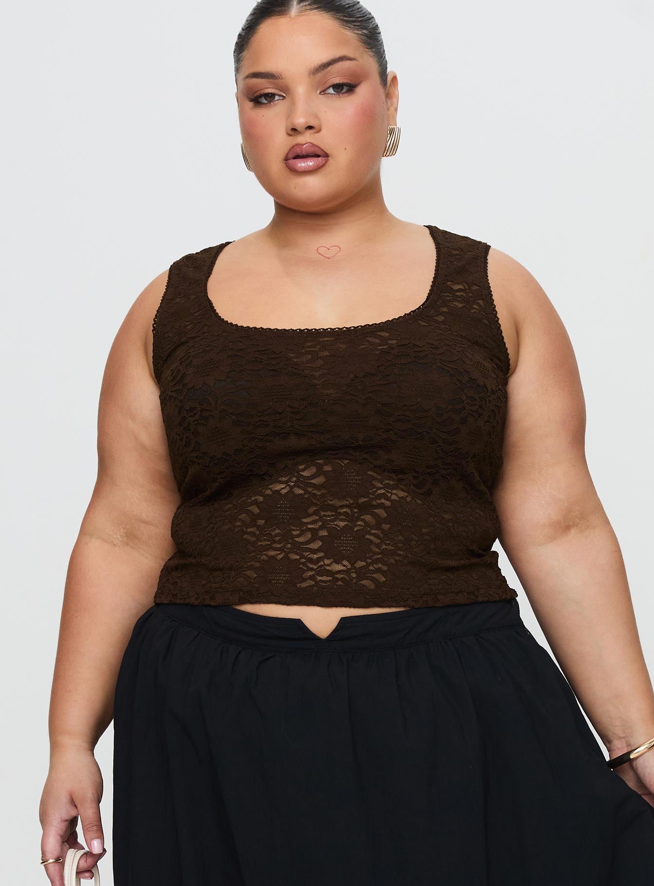 Bennington Lace Top Brown | Princess Polly