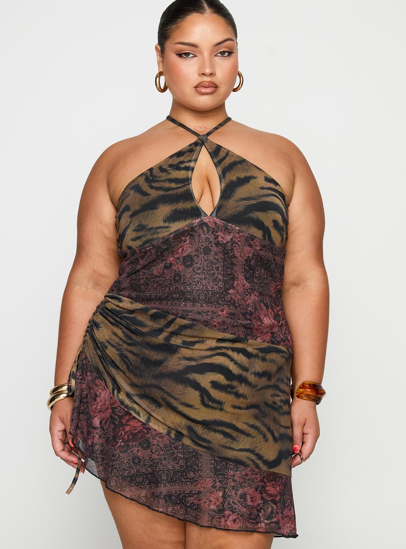Syrefena Halter Mini Dress Curve | Multi | Womens | Princess Polly Lower Impact Syrefena Halter Mini Dress Curve | Multi | Womens | Princess Polly Lower Impact