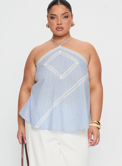 Jezabele Halter Top Blue Stripe Curve