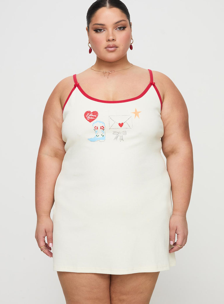 Letters Of Love Rib Sleep Mini Dress Multi Curve