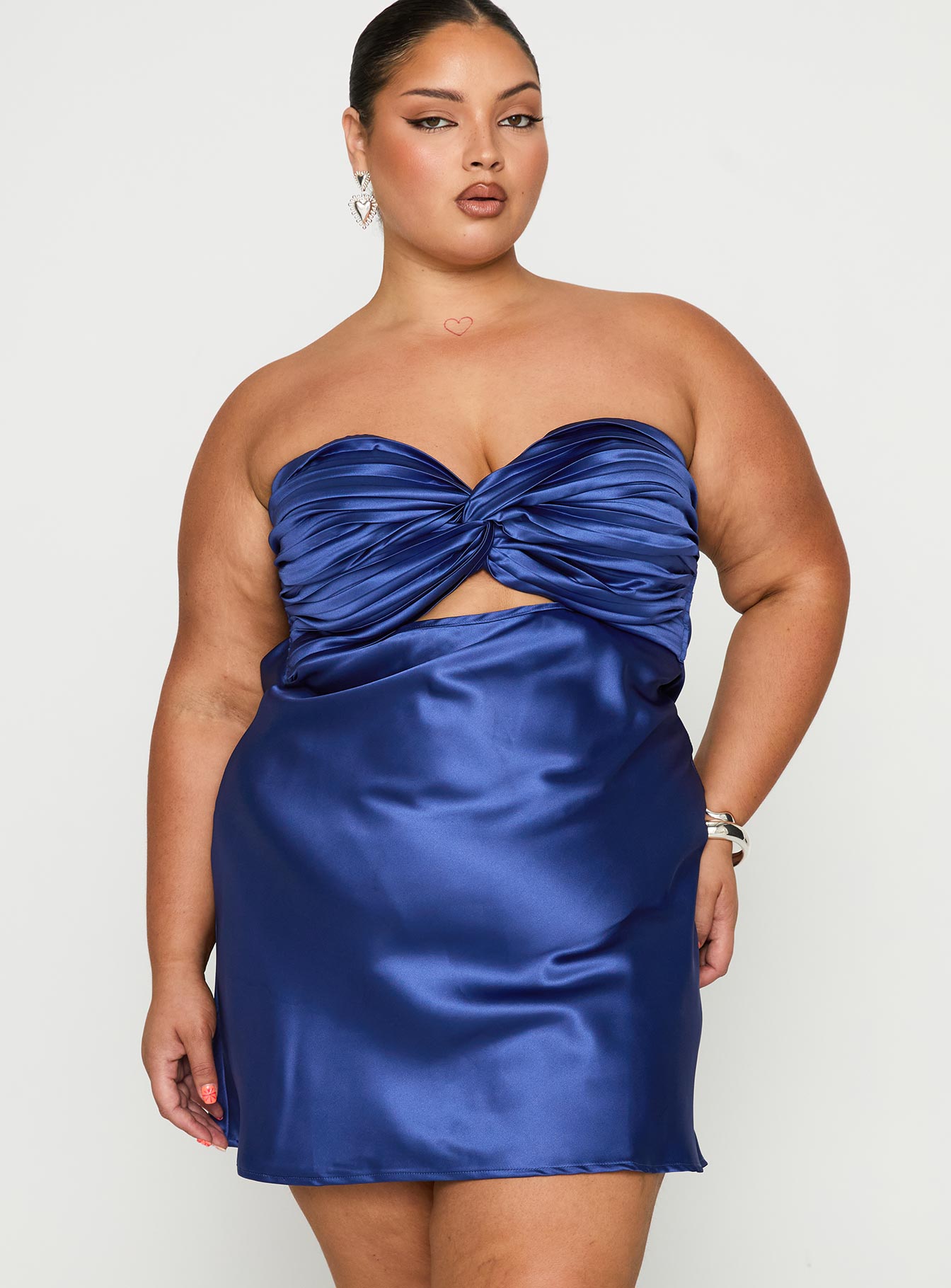 Shellie Mini Dress Blue Curve | Princess Polly Shellie Mini Dress Blue Curve | Princess Polly