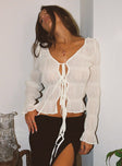 Carnelian Frill Long Sleeve Top Cream