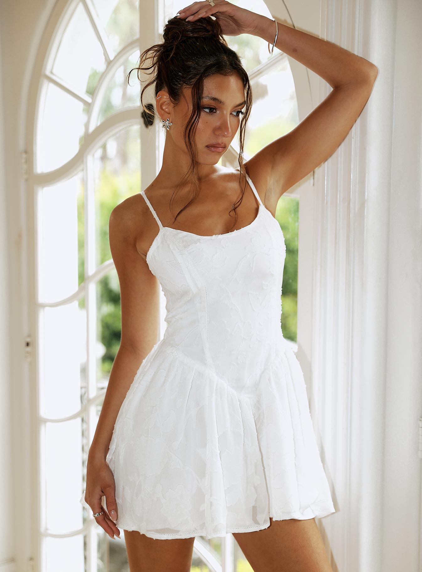 Diviner Burnout Mini Dress White Diviner Burnout Mini Dress White