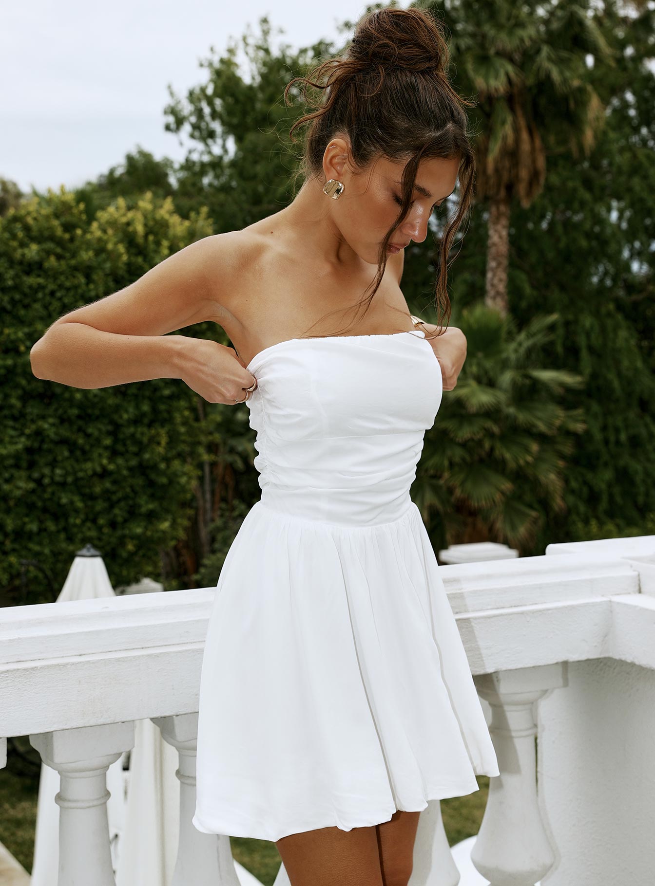 Rashida Strapless Mini Dress | White | Womens | Princess Polly Lower Impact Rashida Strapless Mini Dress | White | Womens | Princess Polly Lower Impact
