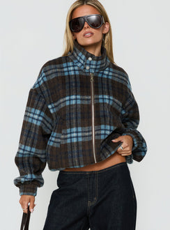 Ellissa Bomber Jacket Blue Check