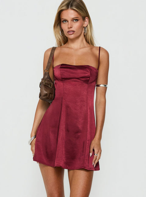 Easy To Love Mini Dress Burgundy