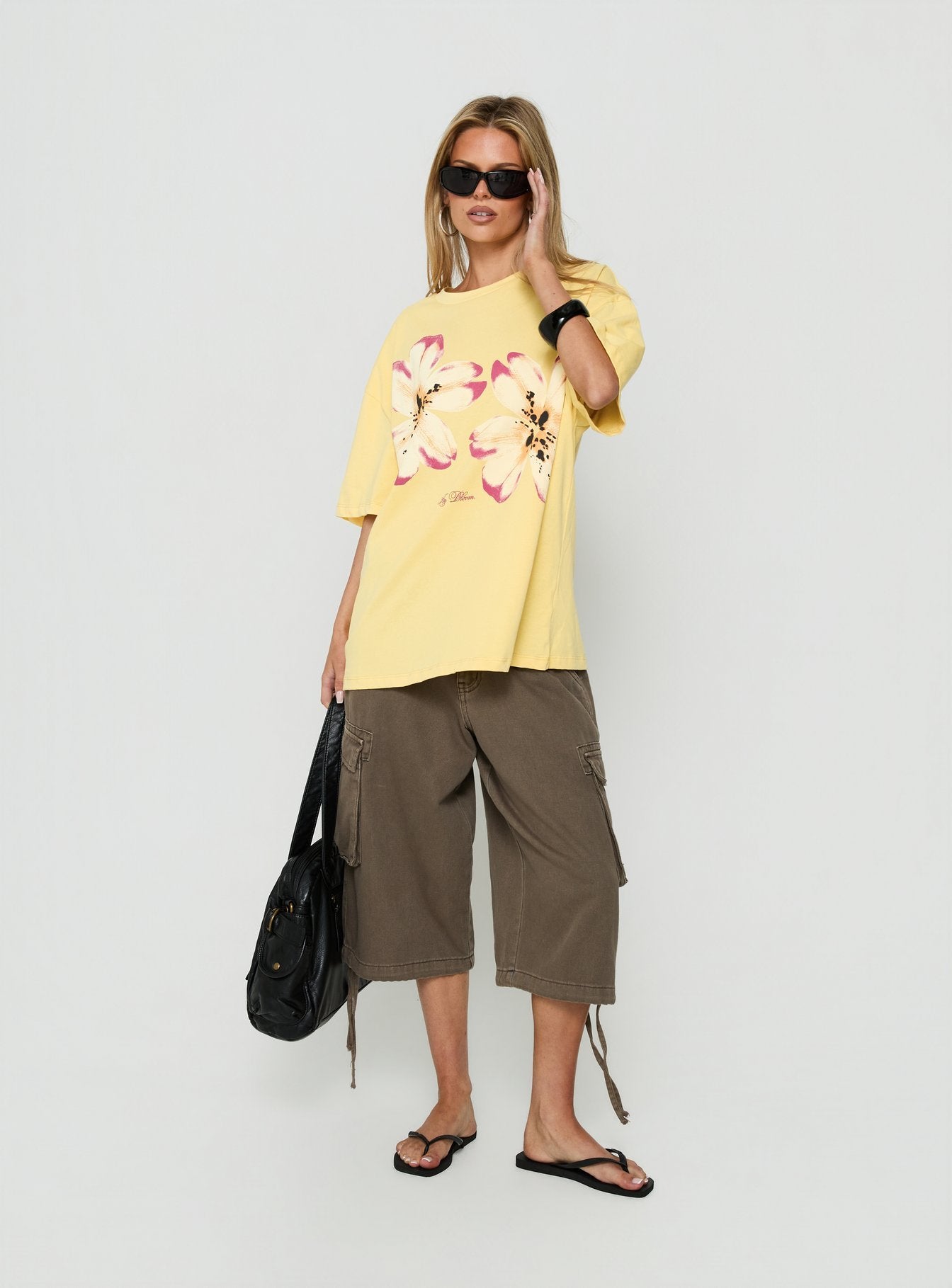Botanic Lover Oversized Graphic Tee Washed Yellow