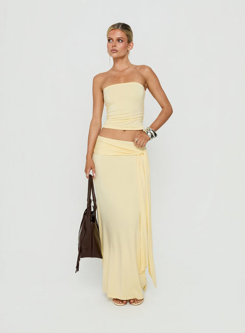 Aymee Tie Detail Maxi Skirt Yellow