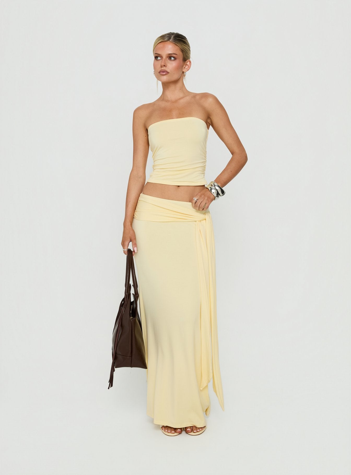 Aymee Strapless Ruched Top Yellow
