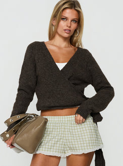 Tonee Wrap Knit Cardigan Chocolate