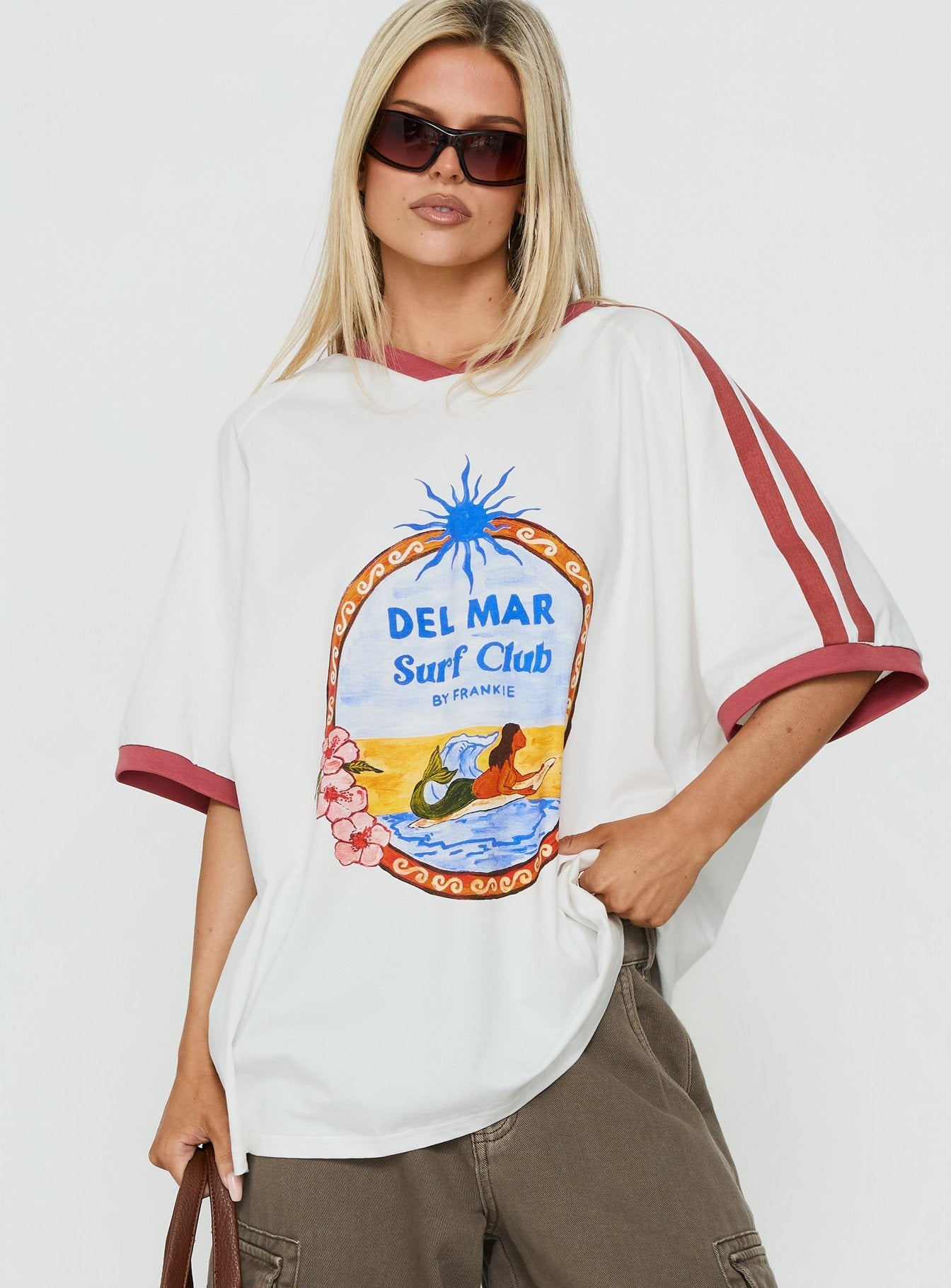 Del Mar Surf Club Oversized Graphic Tee White / Multi | Princess Polly