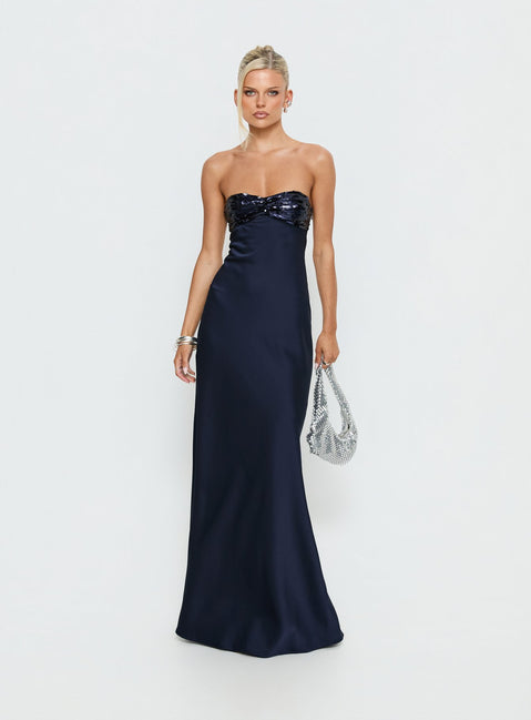 strapless blue sequin maxi dress Enchanted Sparkle Strapless Sequin Maxi Dress Blue