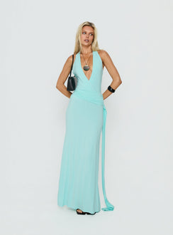 So Major Draped A-Line Maxi Dress Blue