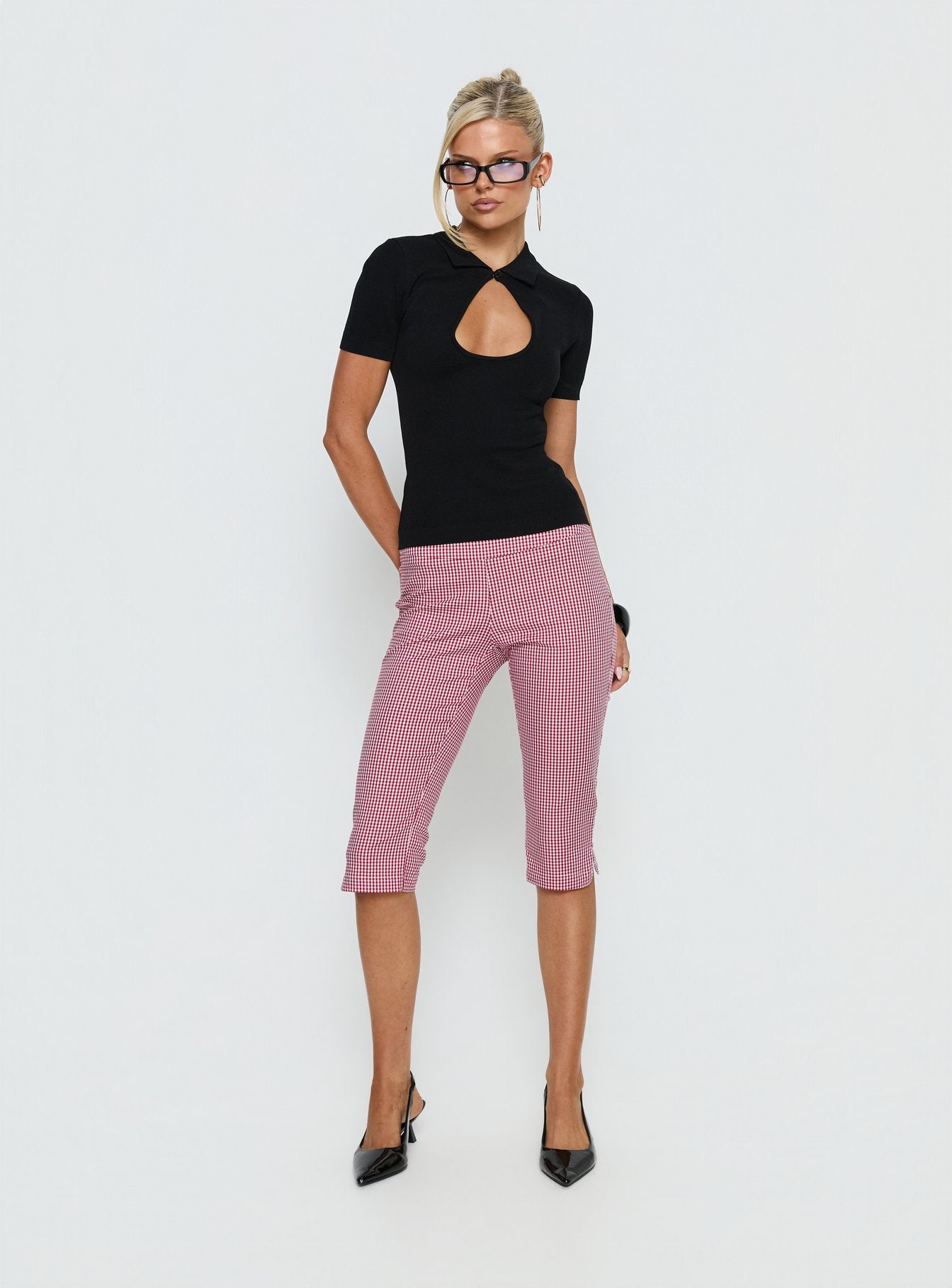 Rossie Capri Pants Red Gingham | Princess Polly