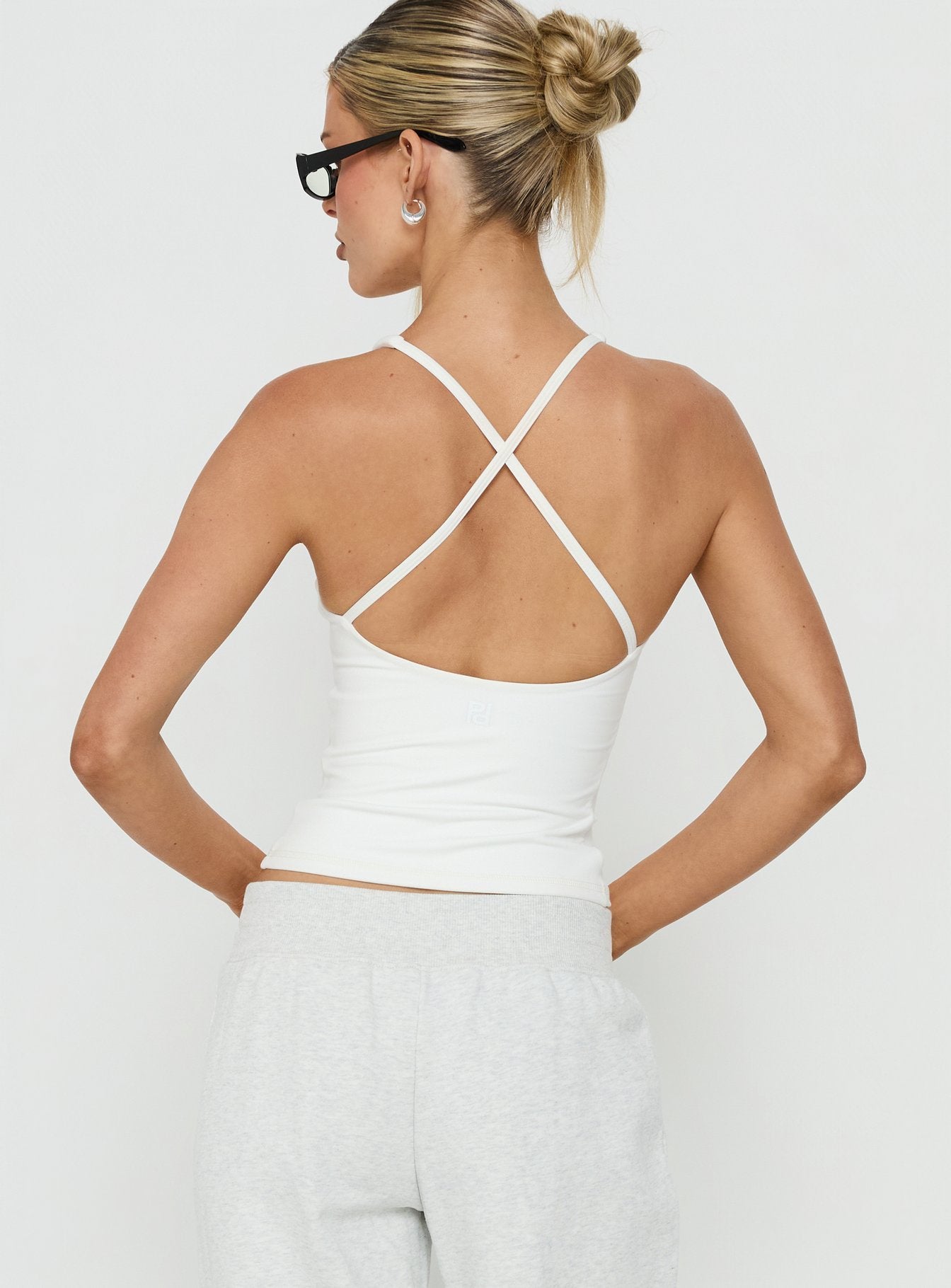 Pace Active Cross Back Tank Top White | Princess Polly
