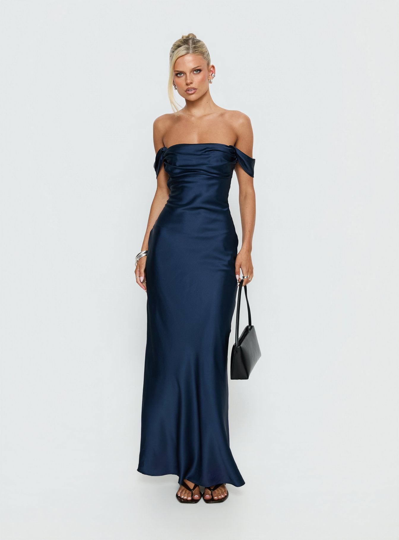 Azura Off The Shoulder Maxi Dress Navy | Princess Polly Azura Off The Shoulder Maxi Dress Navy | Princess Polly