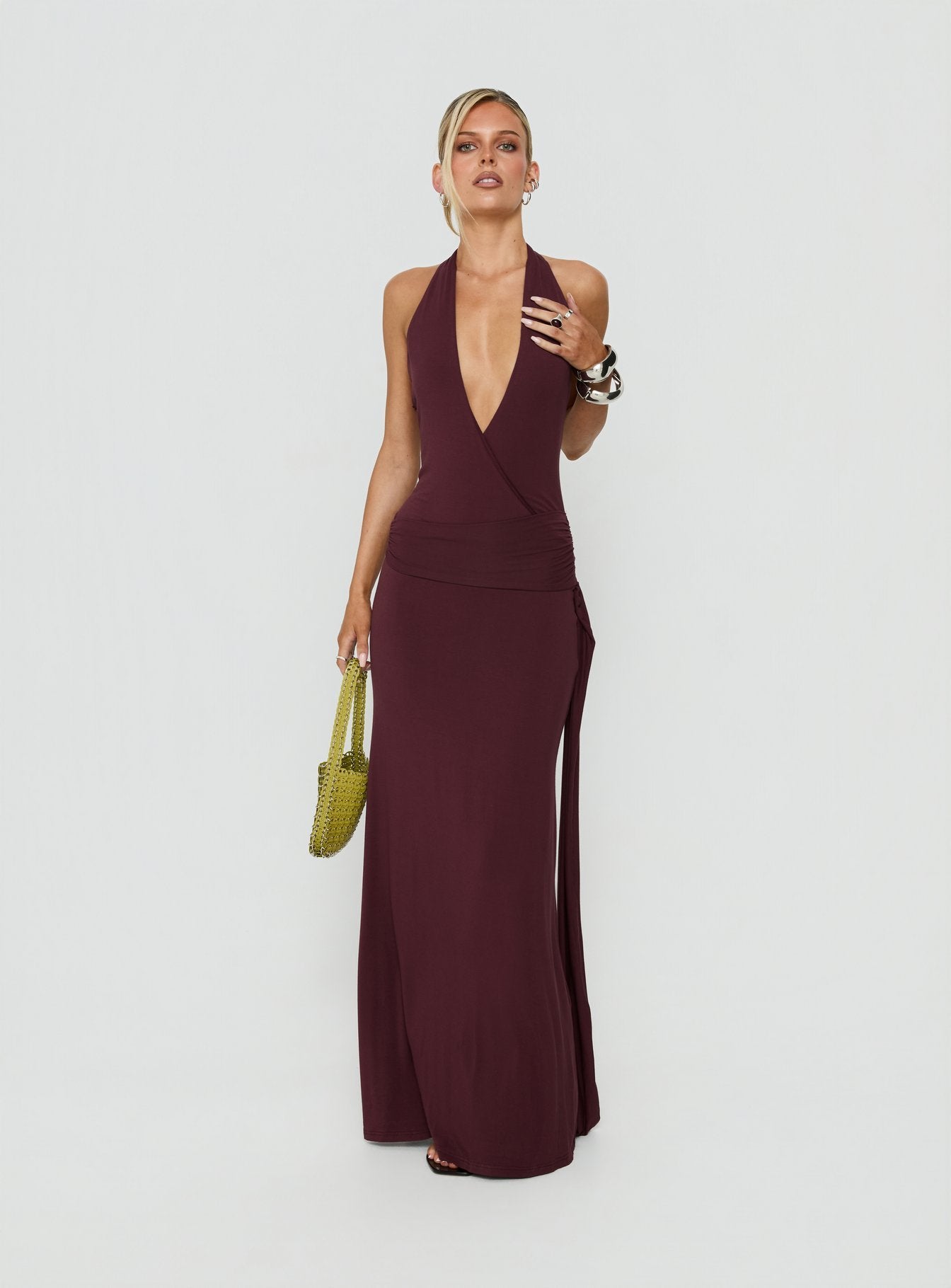 plum a line dress Zapaka Women Plum Taffeta Long Sleeves Mother of the Bride Dress with Pockets Off the Shoulder Ruched A Line Wedding Guest Dress, Burgundy / US20W