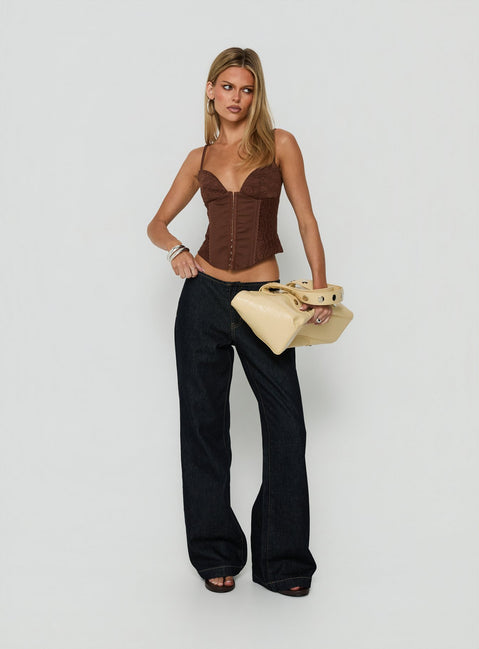 Francee Lace Corset Top Chocolate