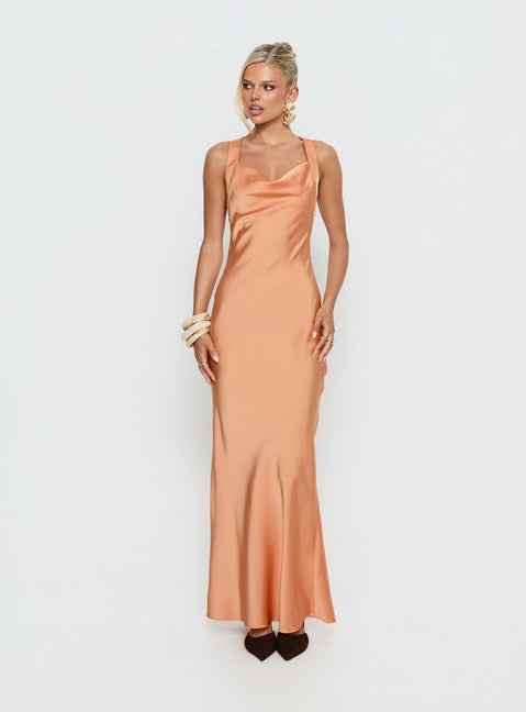 Isitt Cowl Crossover Back Maxi Dress Orange | Princess Polly Isitt Cowl Crossover Back Maxi Dress Orange | Princess Polly