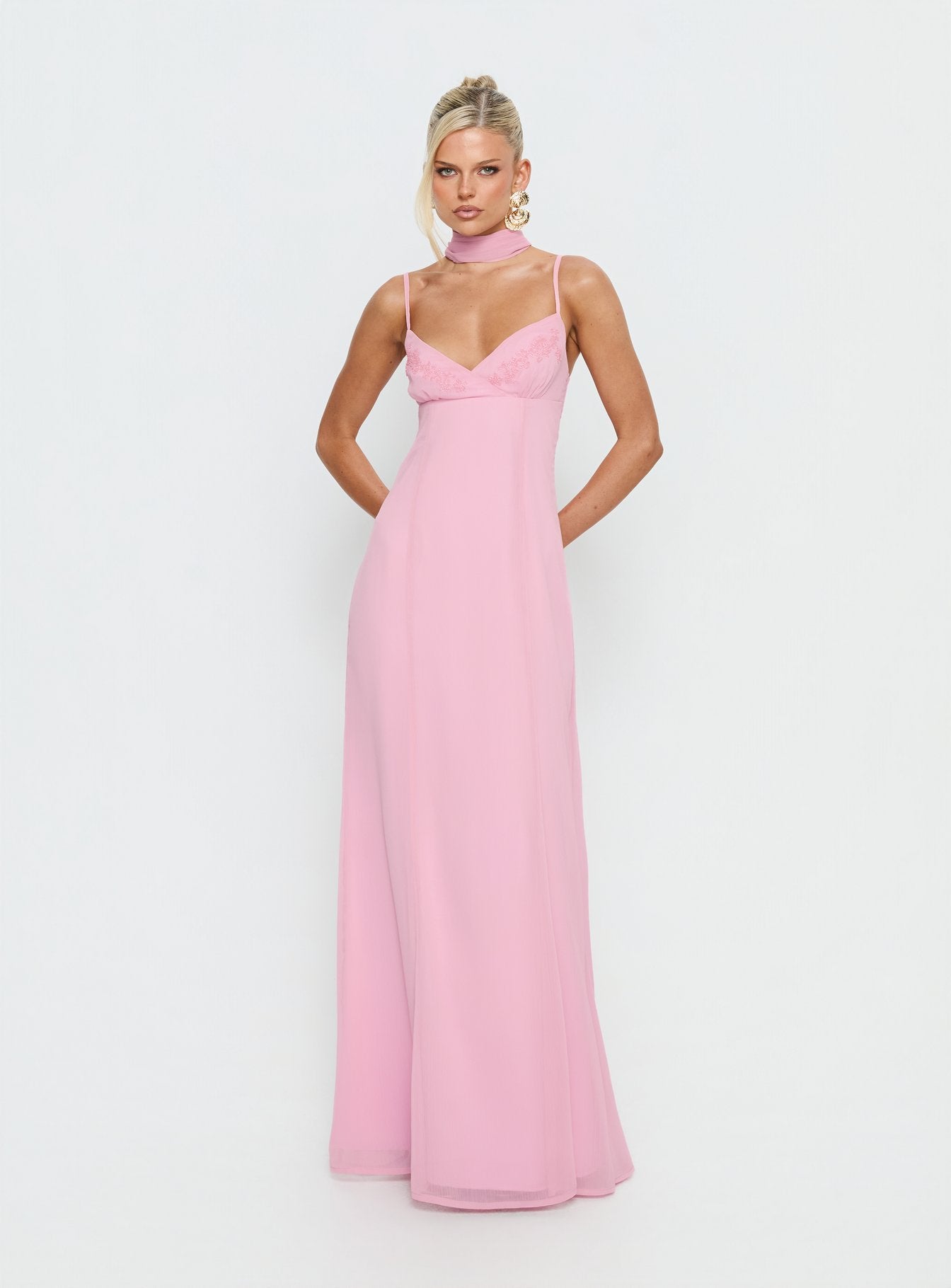 Jadira Scarf Maxi Dress Light Pink