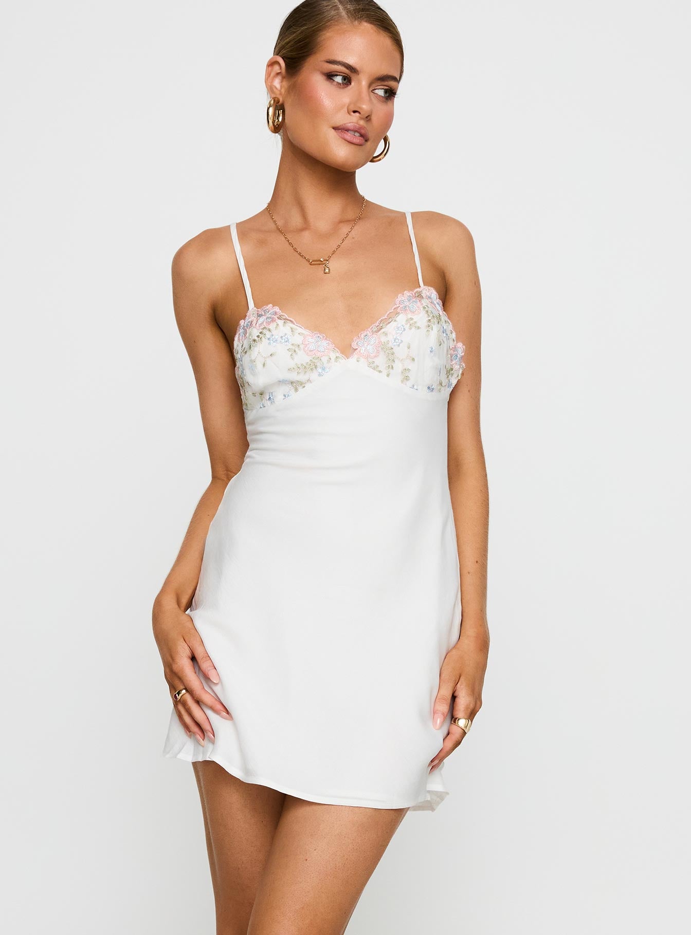 Hintz Satin Mini Dress White | Princess Polly Hintz Satin Mini Dress White | Princess Polly