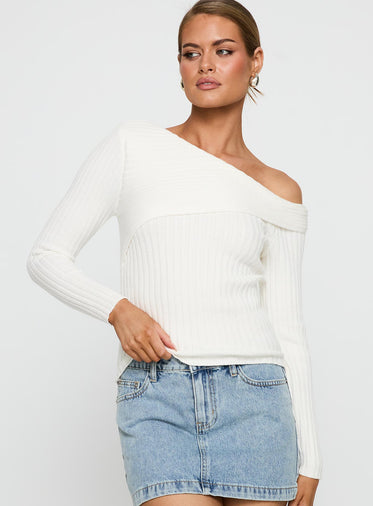 Jaybell Cold Shoulder Sweater White