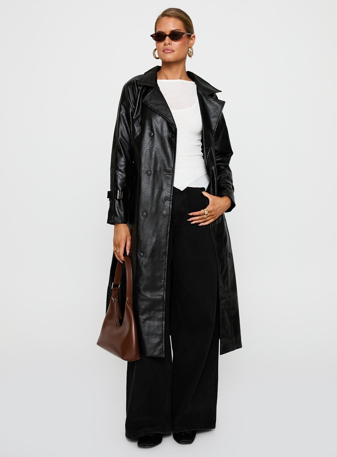Montanna Faux Leather Coat Black | Princess Polly