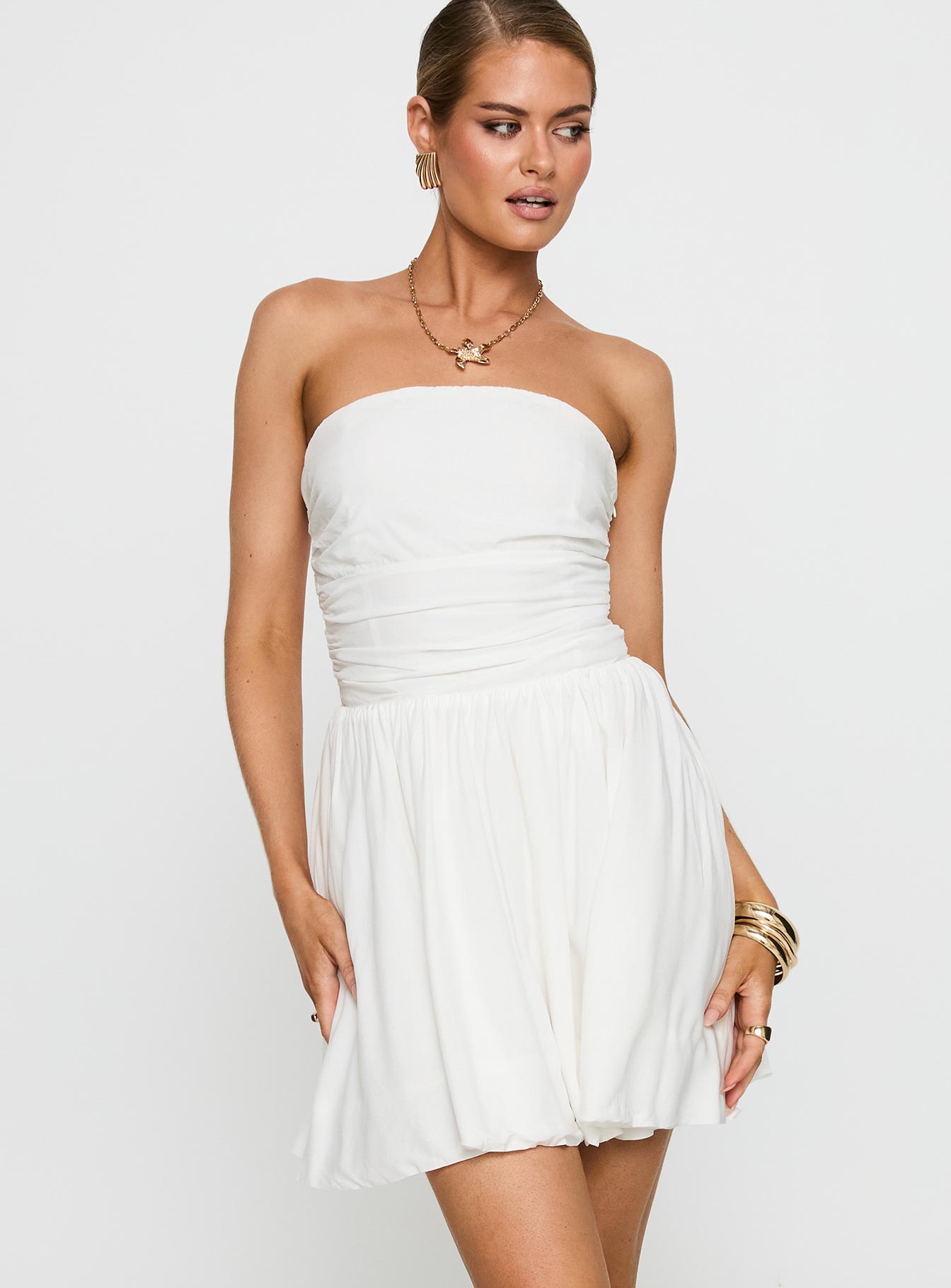 Rashida Strapless Mini Dress | White | Womens | Princess Polly Lower Impact Rashida Strapless Mini Dress | White | Womens | Princess Polly Lower Impact