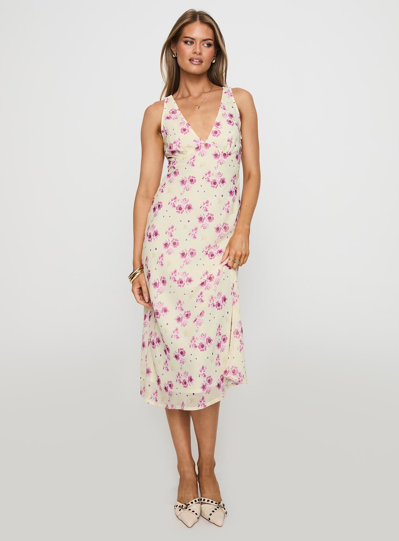 Nellie Midi Dress Yellow Floral | Princess Polly Nellie Midi Dress Yellow Floral | Princess Polly